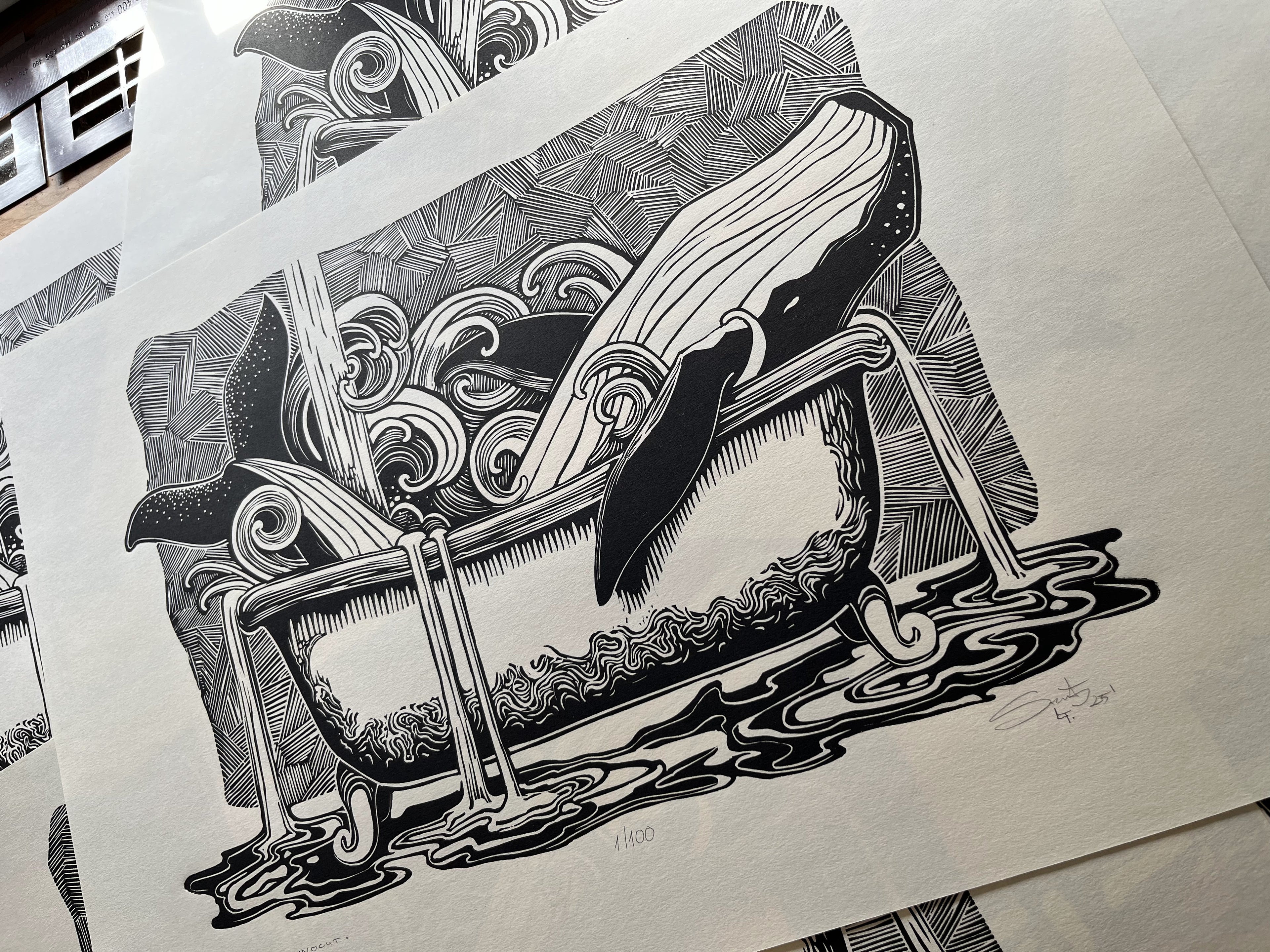 Living space - Linocut print 35x50 cm