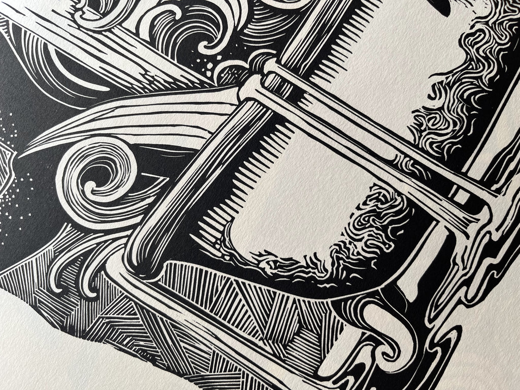 Living space - Linocut print 35x50 cm