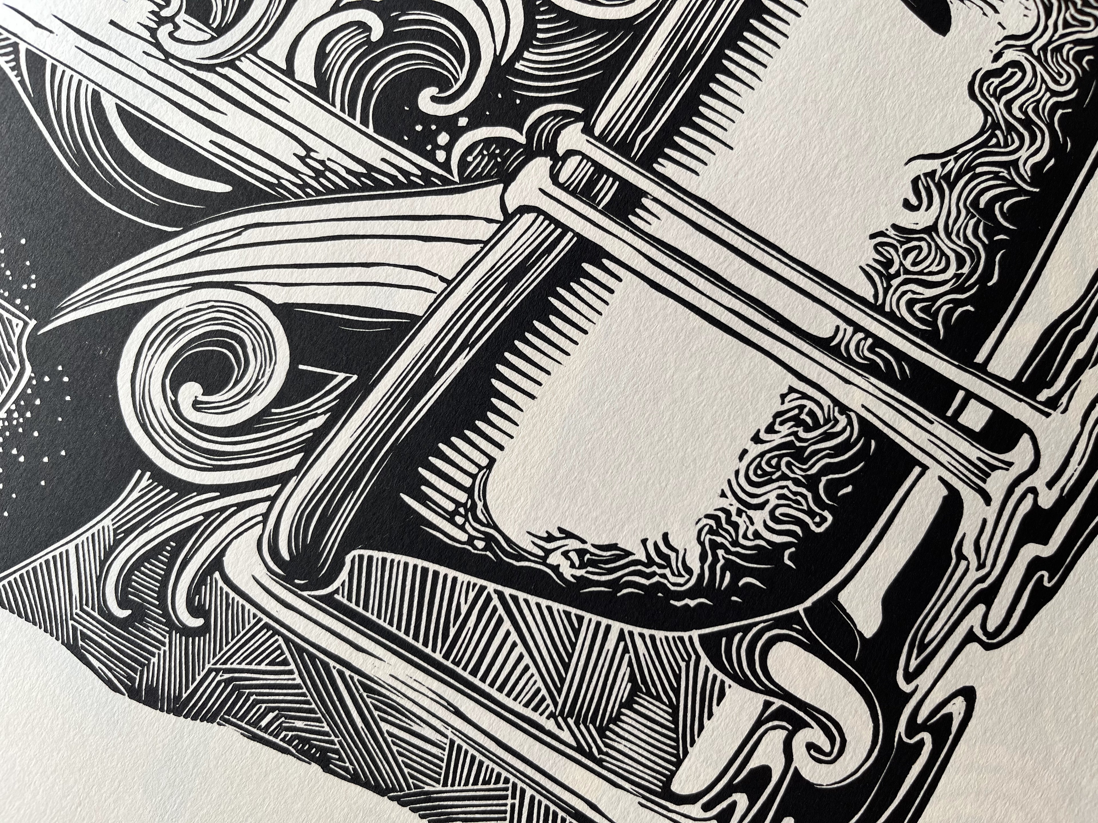 Living space - Linocut print 35x50 cm