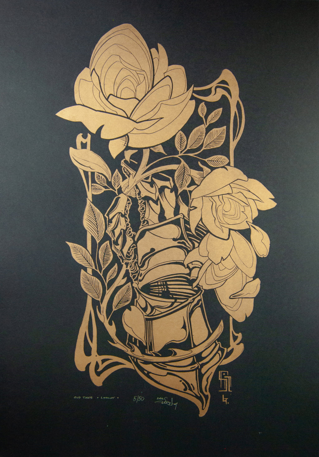 Old Times - Linocut Print 47X67cm