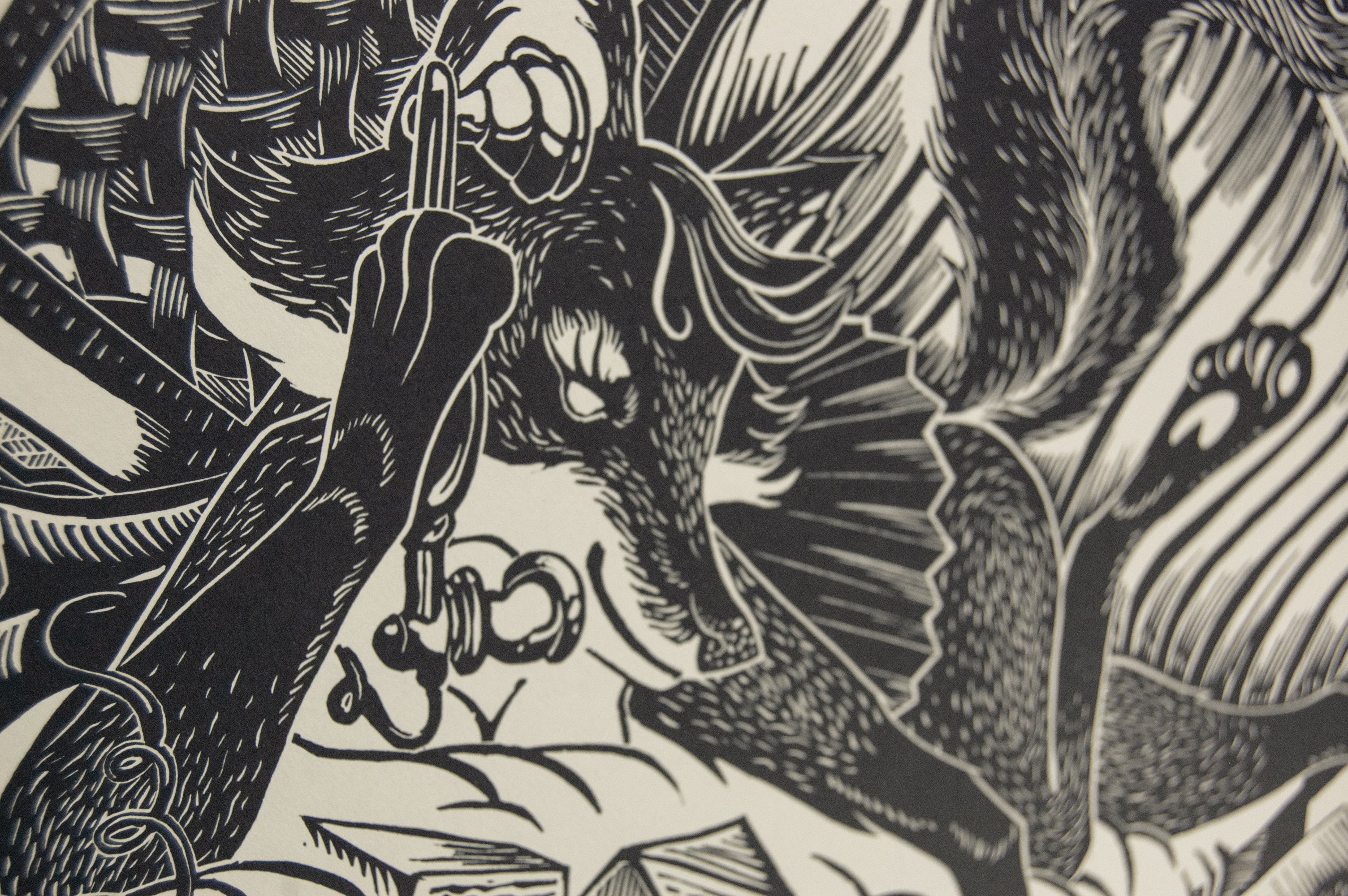 Fox hole - Linocut print 45x60