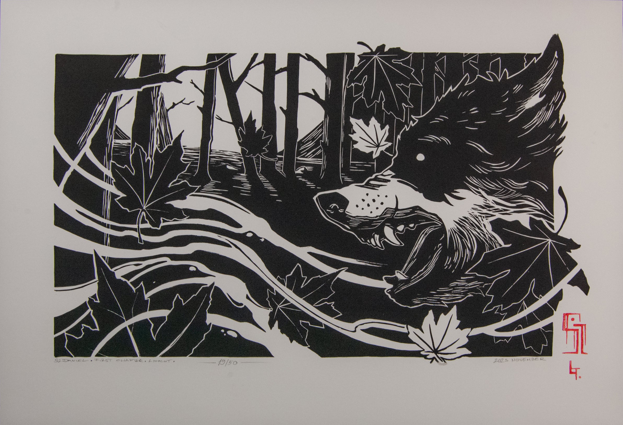 First chapter - Linocut print 31x44,5cm